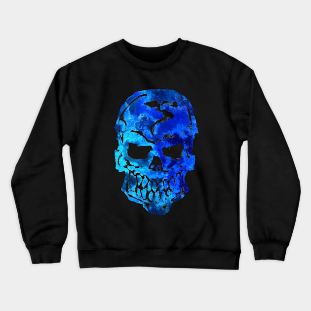 Ocean Blue Human Skull Crewneck Sweatshirt by ZeichenbloQ